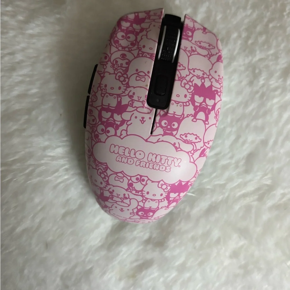 White Wireless Mouse with Pink Sensor Light